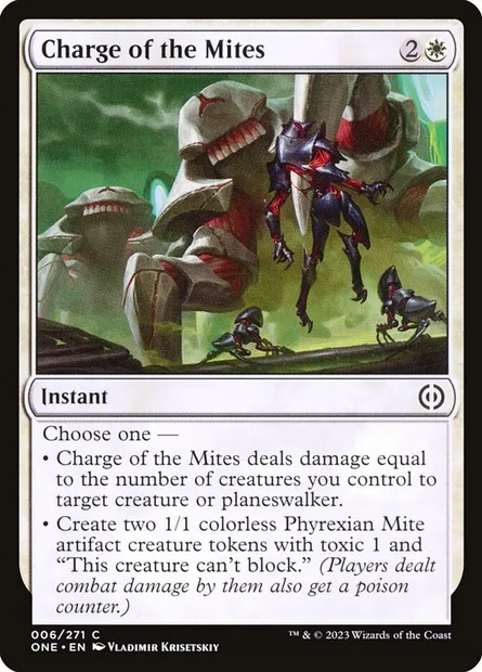 Charge of the Mites, Magic card ONE 6 — Phyrexia: All Will Be One set