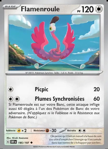 Flamenroule, carte Pokémon OBF 185 — extension Flammes Obsidiennes
