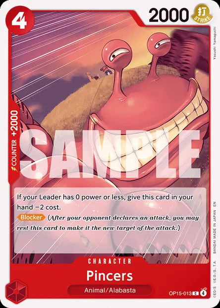 Pincers, One Piece card OP15-013 — ADVENTURE ON KAMI’S ISLAND set