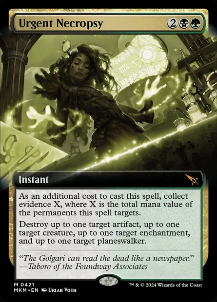 Urgent Necropsy, Magic card MKM 421 — Murders at Karlov Manor set
