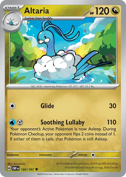 Altaria, Pokémon card OBF 160 — Obsidian Flames set