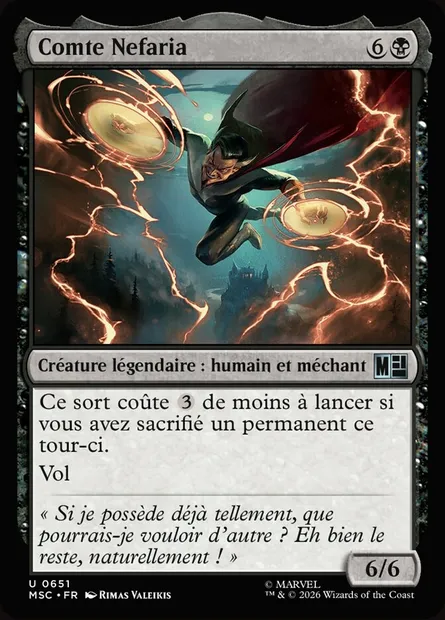 Comte Nefaria, carte Magic MSC 651 — extension Marvel Super Heroes Commander