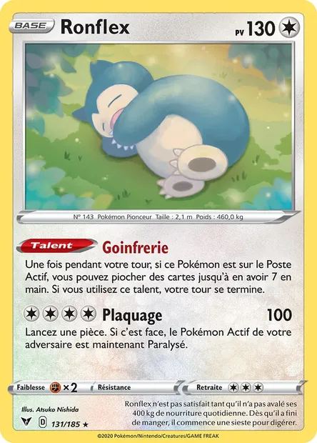 Ronflex, carte Pokémon VIV 131 — extension Voltage Éclatant