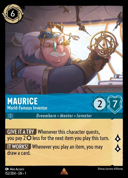 Maurice - World-Famous Inventor, Disney Lorcana card CH1-152 — The First Chapter set