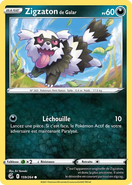 Zigzaton de Galar, carte Pokémon FST 159 — extension Poing de Fusion