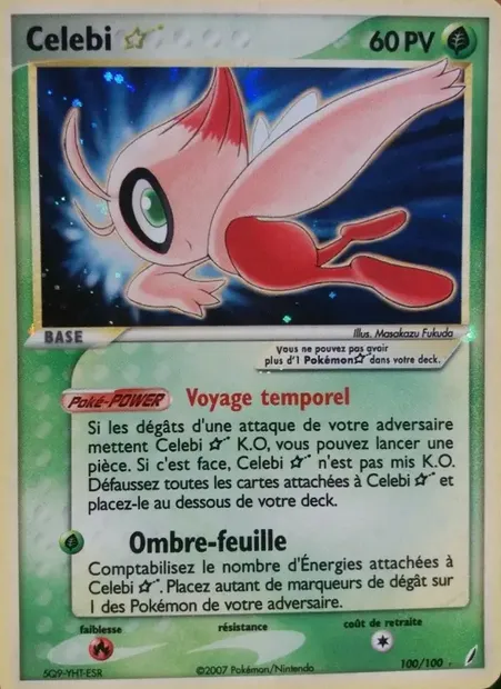 Celebi ☆, carte Pokémon CG 100 — extension EX Gardiens de Cristal