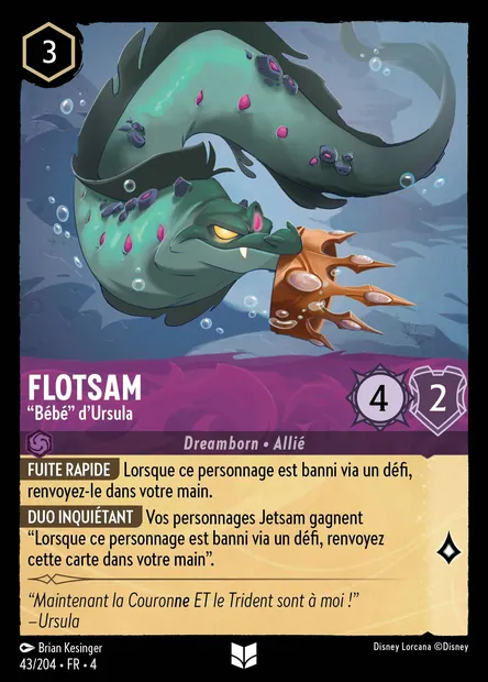 Flotsam - "Bébé" d'Ursula, carte Disney Lorcana CH4-043 — extension Le Retour d'Ursula