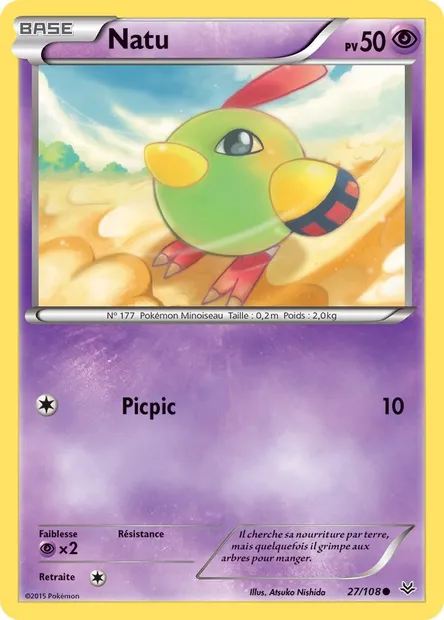 Natu, carte Pokémon ROS 27 — extension Ciel Rugissant