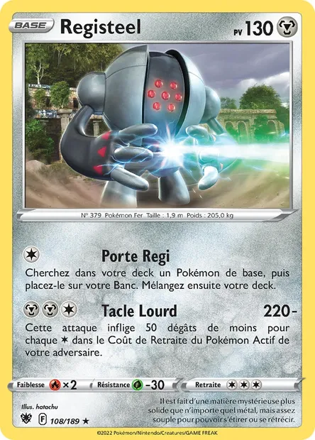 Registeel, carte Pokémon ASR 108 — extension Astres Radieux