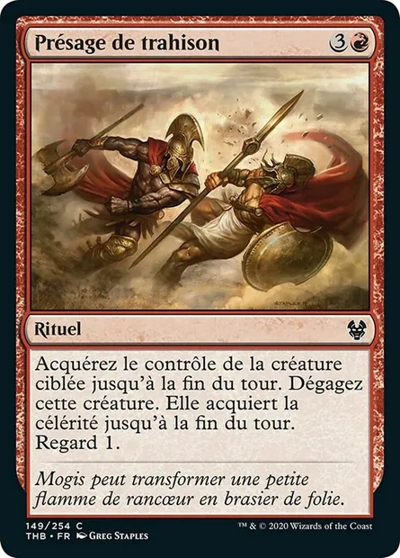 Présage de trahison, carte Magic THB 149 — extension Theros Beyond Death