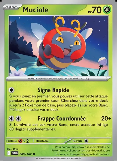 Muciole, carte Pokémon TWM 009 — extension Mascarade Crépusculaire