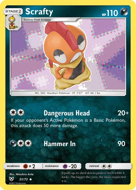 Scrafty, Pokémon card SLG 51 — Shining Legends set