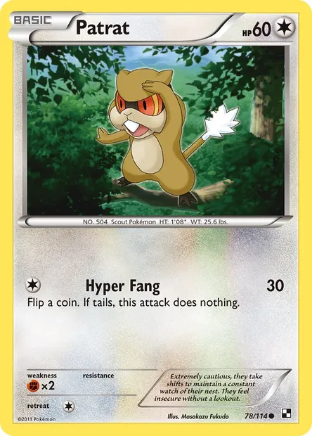 Patrat, Pokémon card BLW 78 — Black & White set