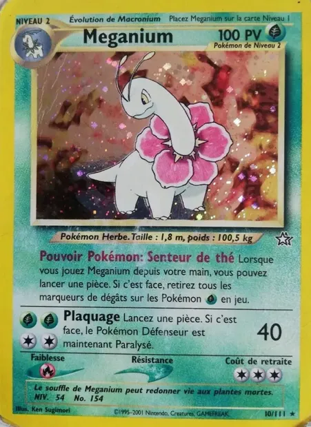 Méganium, carte Pokémon NG 10 — extension Neo Genesis