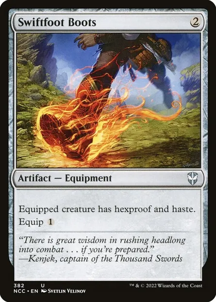 Swiftfoot Boots, Magic card NCC 382 — New Capenna Commander set