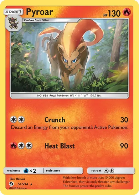 Pyroar, Pokémon card LOT 51 — Lost Thunder set