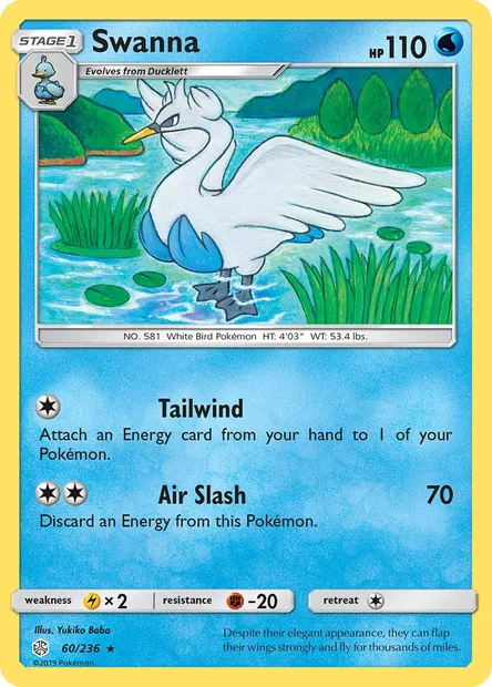 Swanna, Pokémon card CEC 60 — Cosmic Eclipse set