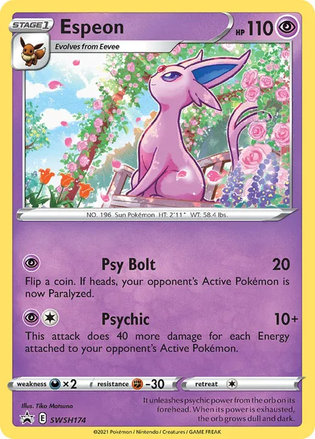 Espeon, Pokémon card SWSH 174 — SWSH Black Star Promos set