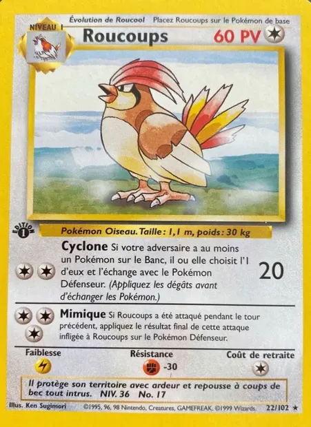 Roucoups, carte Pokémon BS 22 — extension Set de Base