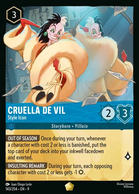 Cruella De Vil - Style Icon, Disney Lorcana card CH9-143 — Fabled set