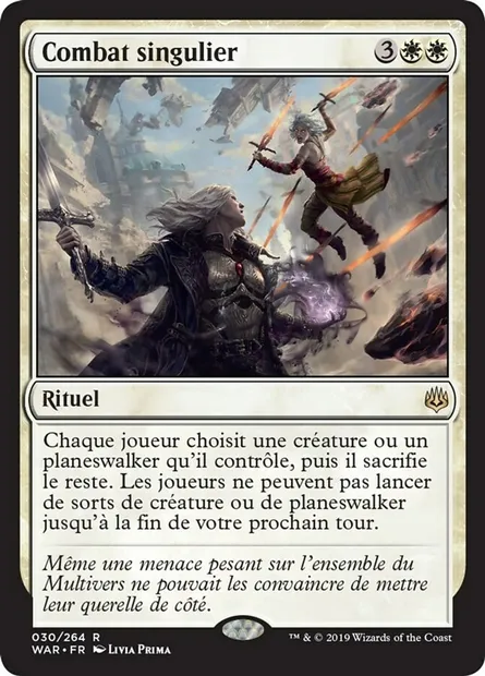 Combat singulier, carte Magic WAR 30 — extension La guerre des Planeswalkers