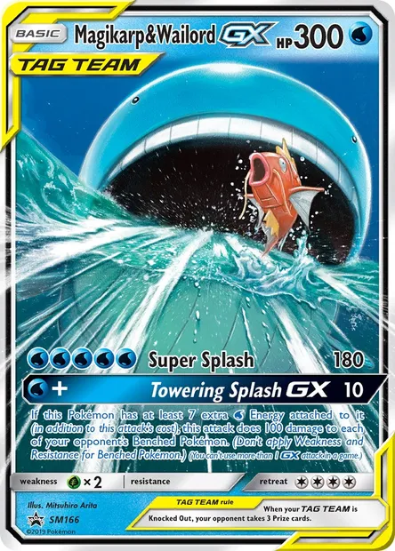 Magicarpe et Wailord GX, carte Pokémon SM 166 — extension Promo SM