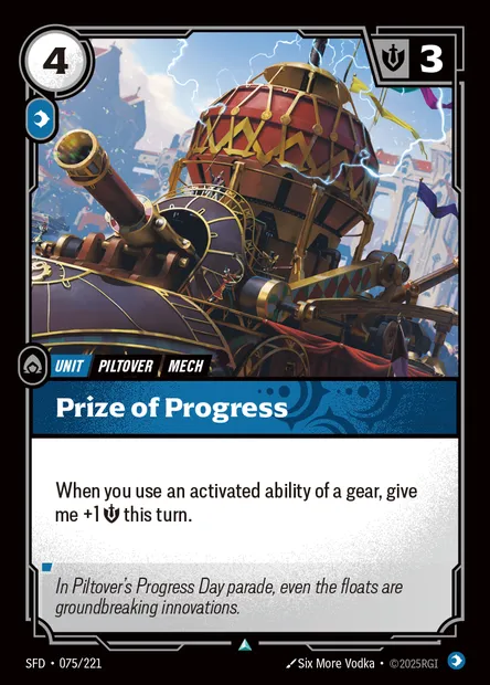 Prize of Progress, carte Riftbound SFD 075 — extension Spiritforged