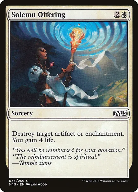 Solemn Offering, Magic card M15 33 — Magic 2015 set