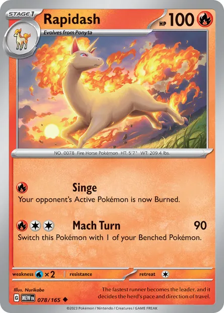 Rapidash, Pokémon card MEW 078 — 151 set