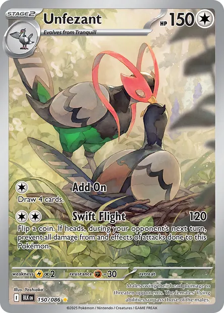 Unfezant, Pokémon card BLK 150 — Black Bolt set