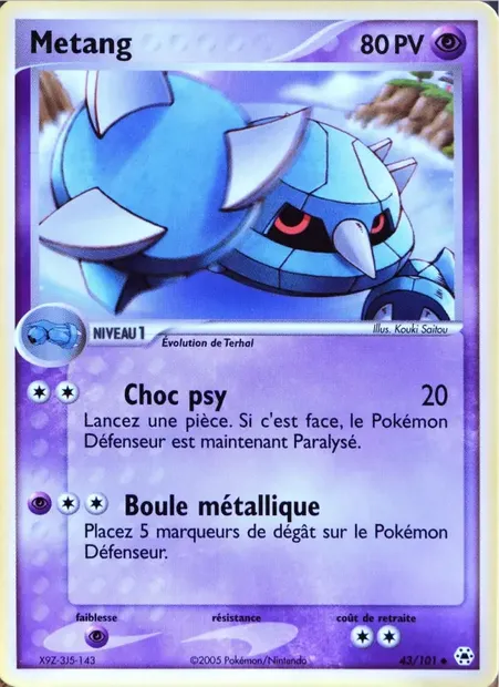 Métang, carte Pokémon HL 43 — extension EX Légendes Oubliées