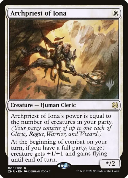 Archiprêtre d'Iona, carte Magic PZNR 5p — extension Zendikar Rising Promos