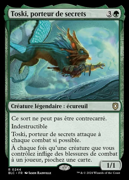 Toski, porteur de secrets, carte Magic BLC 244 — extension Bloomburrow Commander
