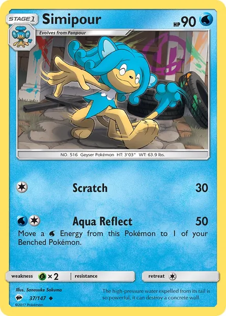 Simipour, Pokémon card BUS 37 — Burning Shadows set
