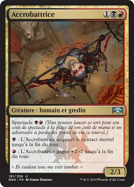 Accrobattrice, carte Magic RNA 181 — extension L'allégeance de Ravnica
