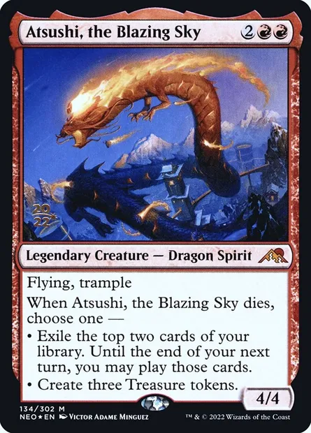 Atsushi, the Blazing Sky, Magic card PNEO 134s — Kamigawa: Neon Dynasty Promos set