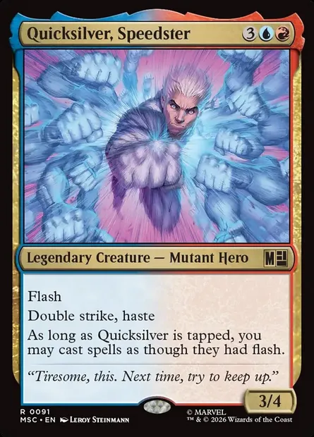 Quicksilver, Speedster, Magic card MSC 91 — Marvel Super Heroes Commander set