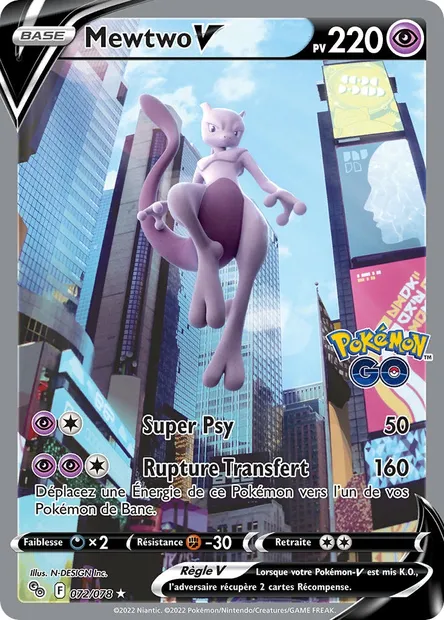 Mewtwo V, carte Pokémon PGO 072 — extension Pokémon GO