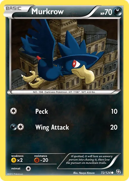 Murkrow, Pokémon card DRX 72 — Dragons Exalted set