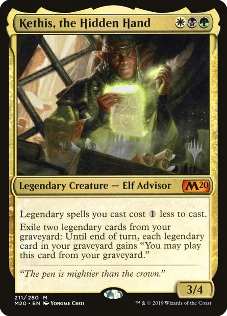 Kethis, la main cachée, carte Magic PM20 211p — extension Core Set 2020 Promos