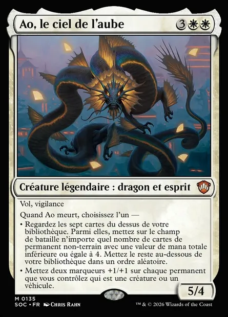Ao, le ciel de l'aube, carte Magic SOC 135 — extension Secrets of Strixhaven Commander