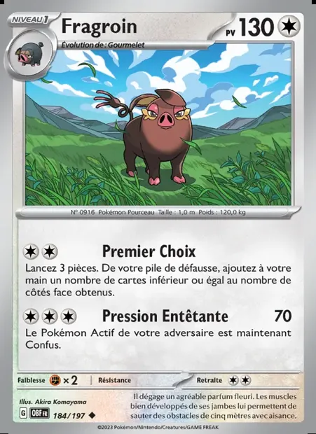 Fragroin, carte Pokémon OBF 184 — extension Flammes Obsidiennes