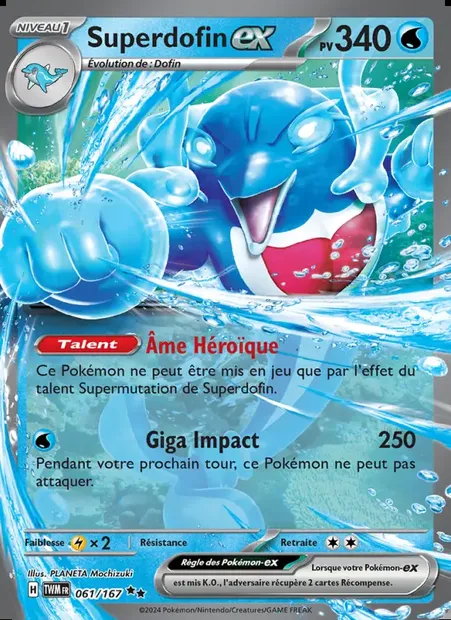 Superdofin-ex, carte Pokémon TWM 061 — extension Mascarade Crépusculaire