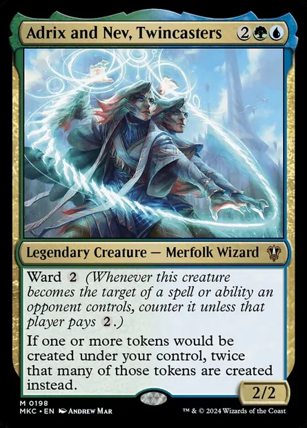 Adrix and Nev, Twincasters, Magic card MKC 198 — Murders at Karlov Manor Commander set