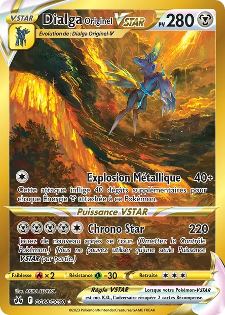 Dialga Originel VSTAR, carte Pokémon CRZ GG68 — extension Zénith Suprême