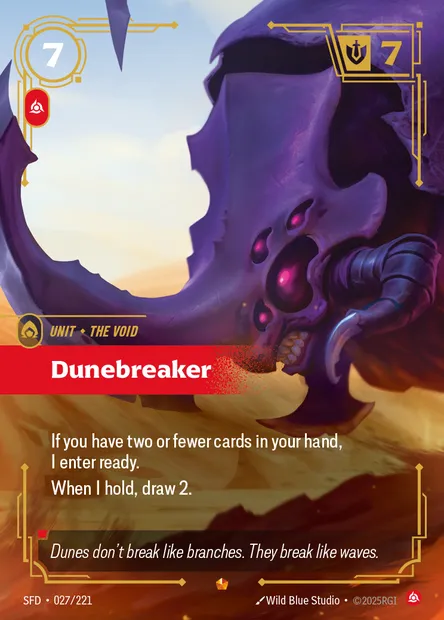 Dunebreaker, Riftbound card SFD 027 — Spiritforged set