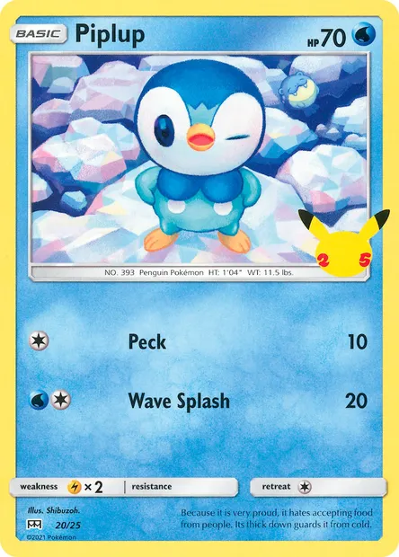 Piplup, Pokémon card MCD21 20 — McDonald's Collection 2021 set
