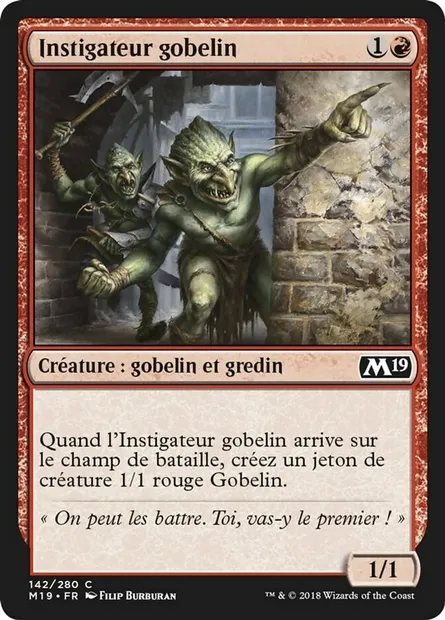 Instigateur gobelin, carte Magic M19 142 — extension Core Set 2019