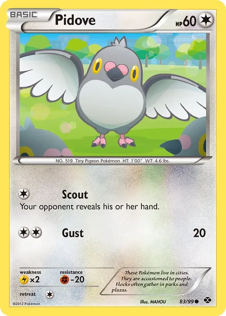 Pidove, Pokémon card NXD 83 — Next Destinies set