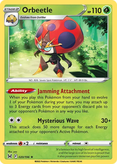 Orbeetle, Pokémon card LOR 020 — Lost Origin set